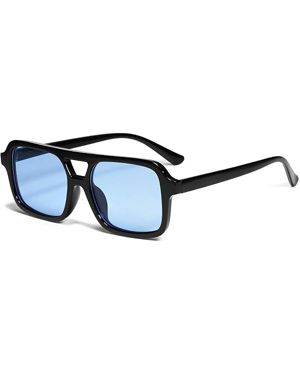 VANLINKER Retro 70s Square Aviator Sunglasses for Women Men Vintage Trendy Rectangle Sun Glasses ... | Amazon (US)