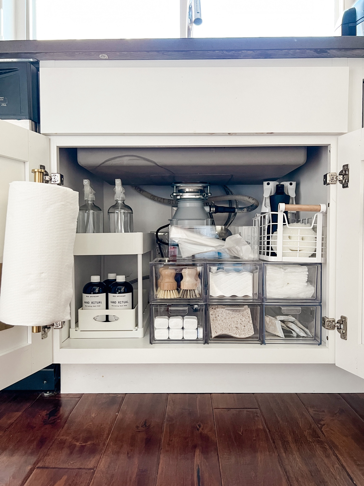 Under kitchen sink organization! I’ve been using this organization system for about a year now and it truly works to get and keep your kitchen organized! Kitchen, organization tips, kitchen organization 

#LTKFind #LTKunder50 #LTKhome