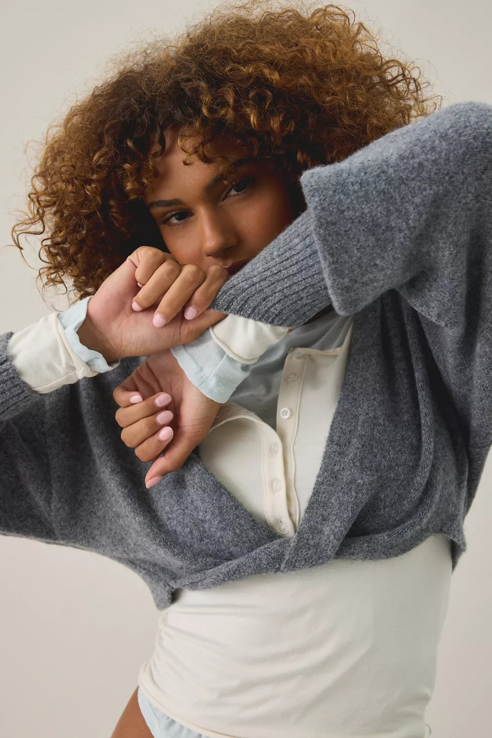 Out From Under Julia Twist Plunging V-Neck Cropped Sweater | Urban Outfitters (US and RoW)