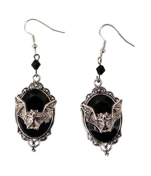 Bat Cameo Drop Earrings | UniqueVintage