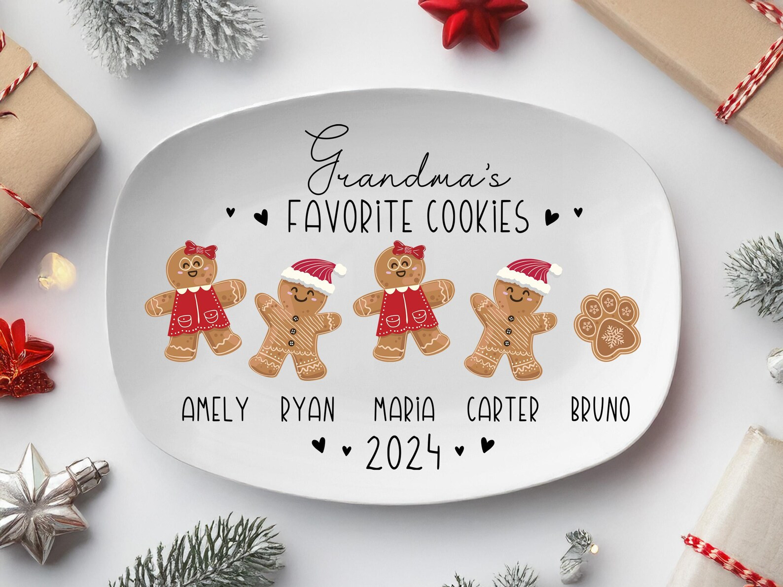 Grandma Gift, Grandma's Favorite Cookies Plate, Family Platter, Personalized Gingerbread Christma... | Etsy (US)