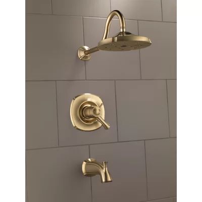 Delta Addison Diverter Tub and Shower Faucet Trim with Lever Handles and TempAssure Finish: Brillian | Wayfair North America