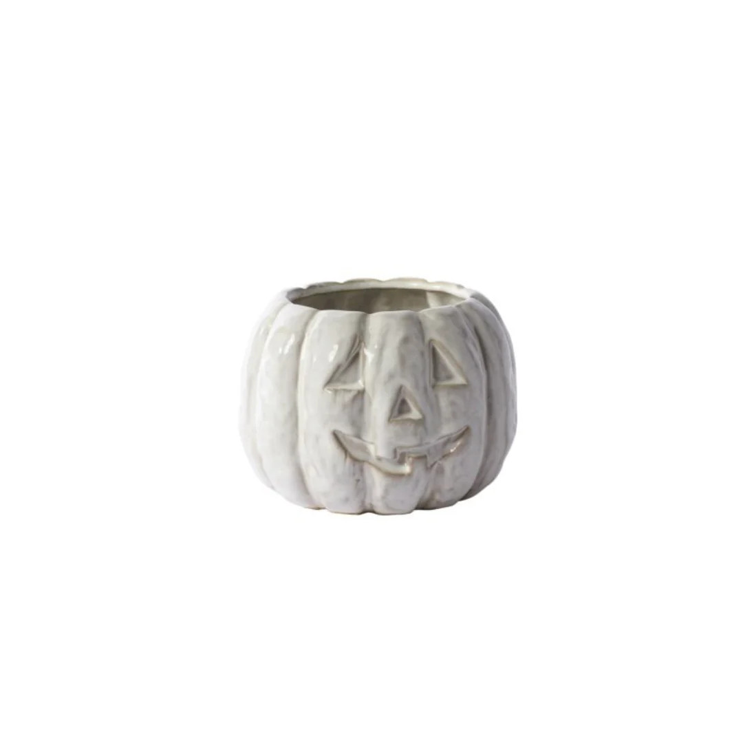 White Jack O'Lantern Pot | Pink Antlers
