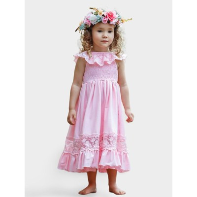 Spring Chic Lace Maxi Dress Mia Belle Girls, Pink, 2T-3T | Target