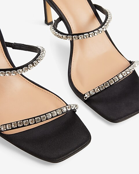 Rhinestone Strap Square Toe High Heeled Sandal | Express