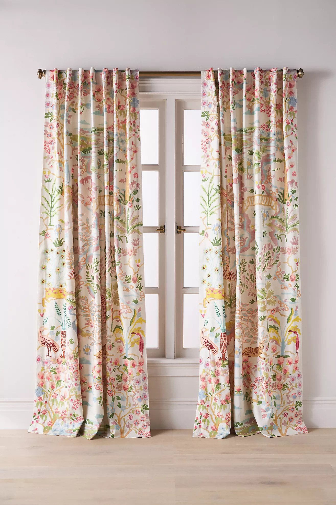 Tales Menagerie Cotton Printed Curtain | Anthropologie (US)