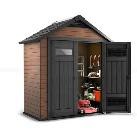 Keter Fusion Large 7.5 x 4 ft. Wood & Plastic Outdoor Yard Garden Composite Storage Shed | Walmart (US)