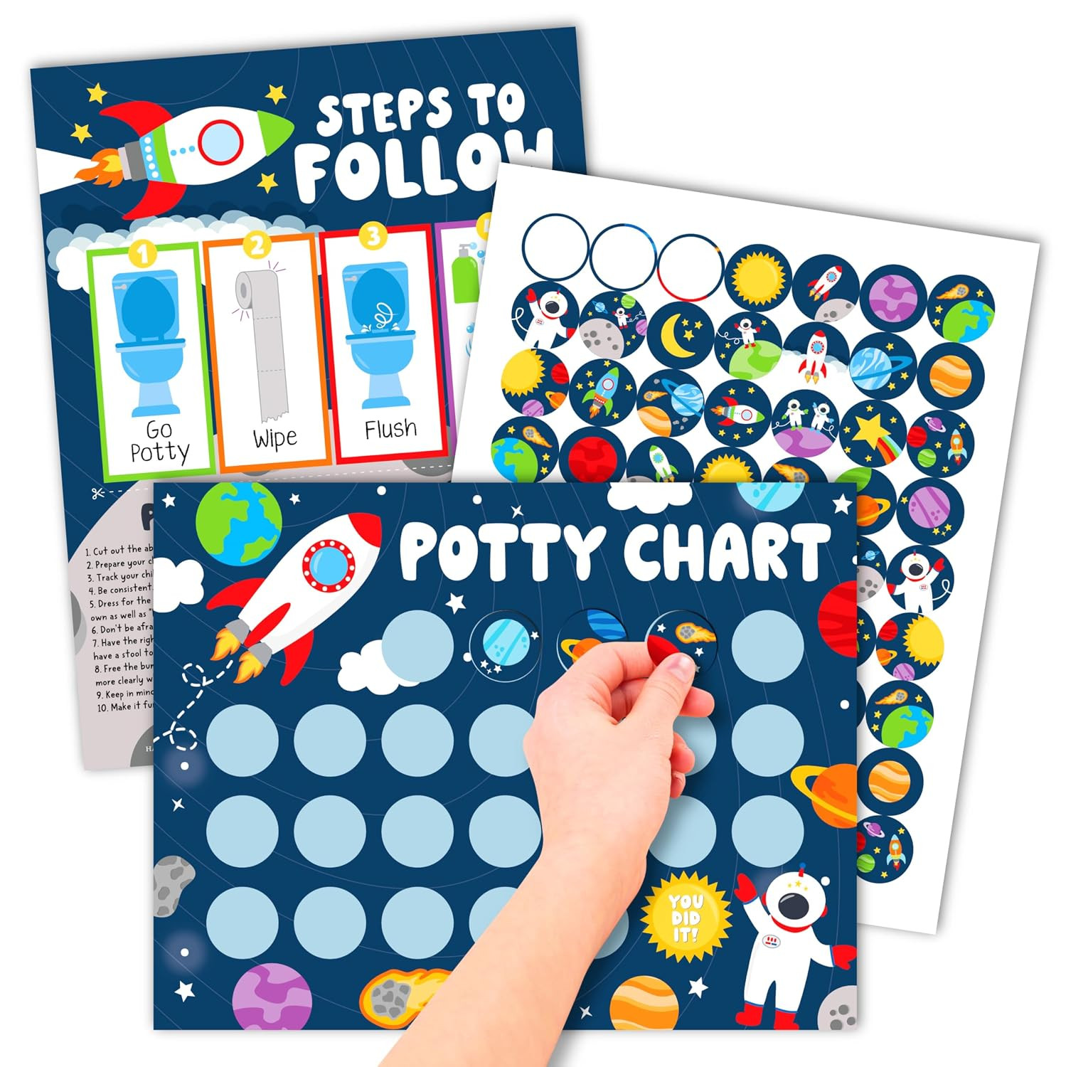Hadley Designs Potty Training Chart for Toddlers Boys -10 Sticker Potty Chart for Toddlers Boys, ... | Amazon (US)
