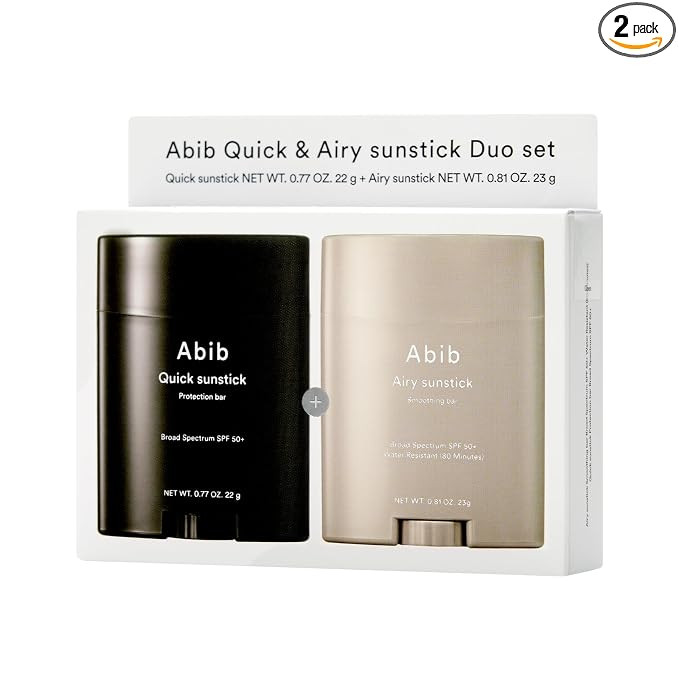 Abib Airy & Quick Sunstick DUO SPF50+ Broad Spectrum Semi-Matte & Quick Glowy Finish, No White Ca... | Amazon (US)