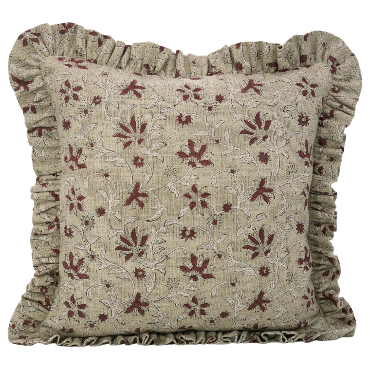 Fabdivine Hand Block Print Decorative Throw Pillow Cover 22X22 Inch Frill Double Side Print, Arad... | Wayfair North America