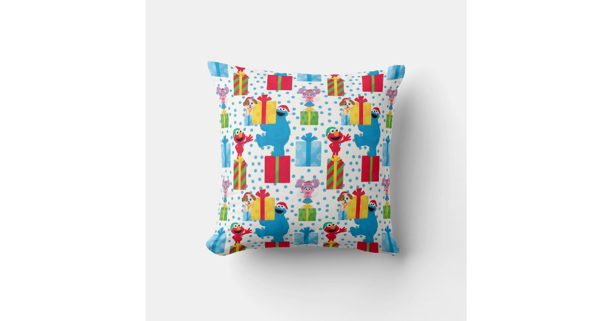 Sesame Street Christmas Presents Pattern Throw Pillow | Zazzle