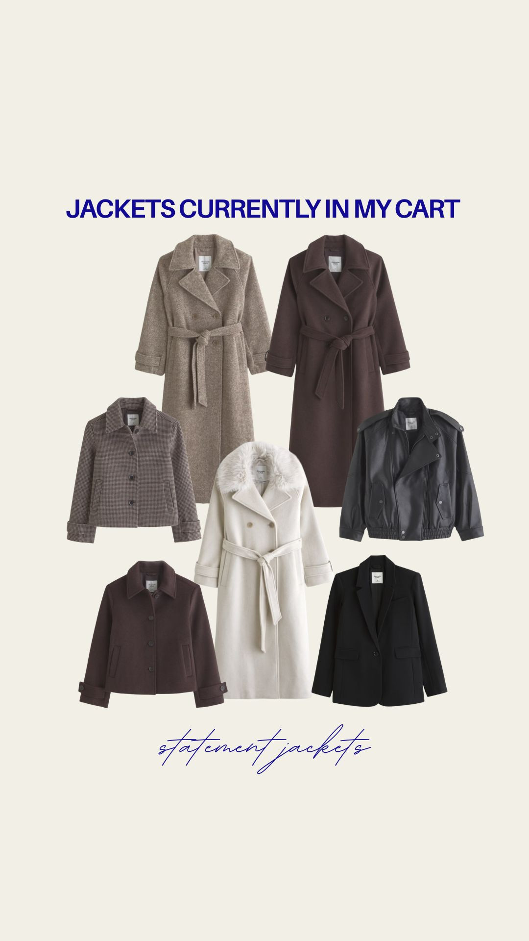 Jackets currently in my cart! I love love love a statement jacket and I am obsessed with these from @Abercrombie 

 #LTKdayinmylife #LTKgrwm #LTKootd