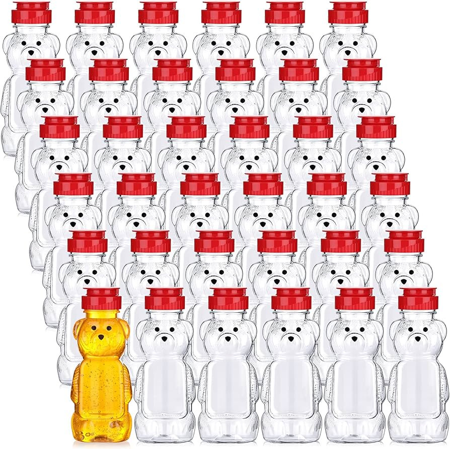 Thenshop 36 Pcs 8 oz Honey Jar Plastic Empty Honey Bear Bottle Honey Dispenser Clear Transparent ... | Amazon (US)