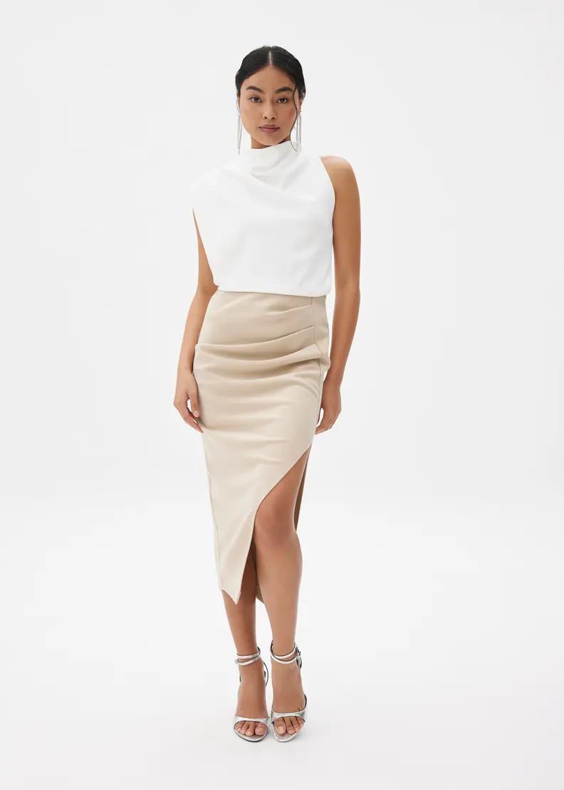 Maya Asymmetric Drape Blouse | Love, Bonito USA