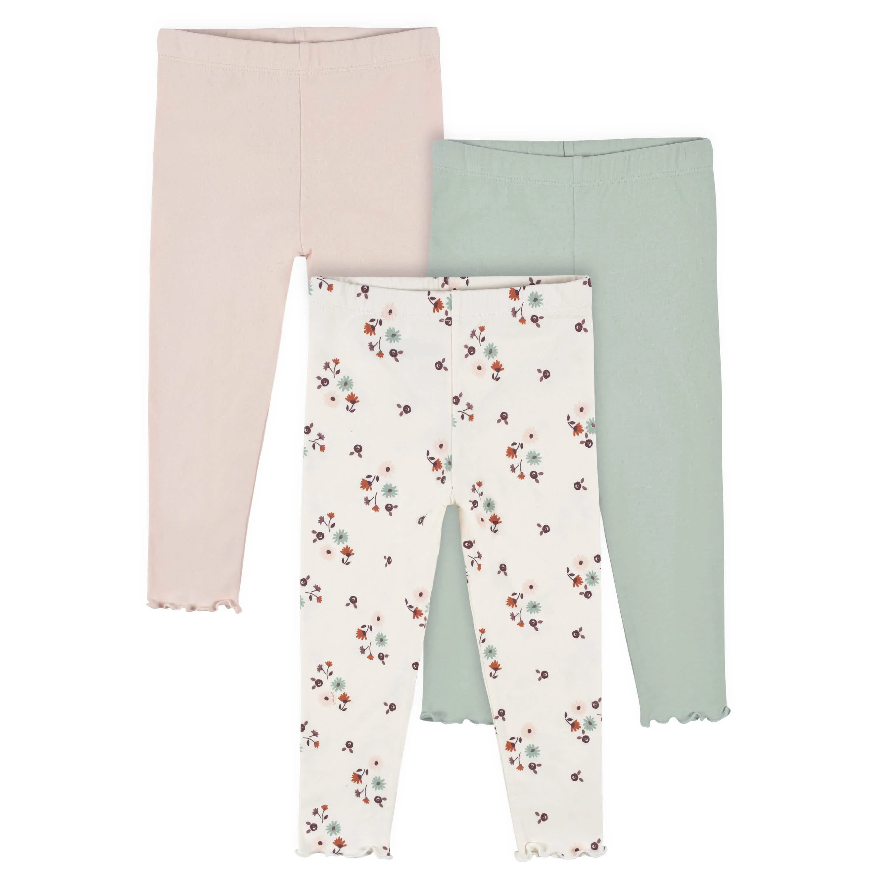 3-Pack Infant & Toddler Girls Mint Floral Leggings | Gerber Childrenswear