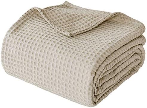 PHF 100% Cotton Waffle Weave Blanket Queen Size 90" x 90" - Pre-Washed Soft Lightweight Breathabl... | Amazon (US)