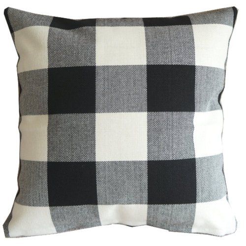 Black White Checkers Plaids Throw Pillow Case Sham Decor Cushion Covers Square 18x18 Inch Linen | Amazon (US)