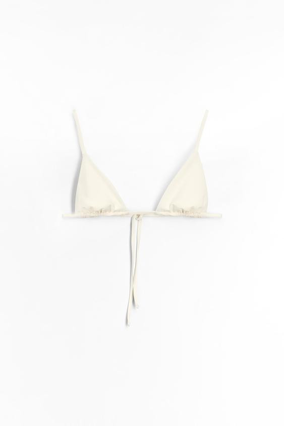 Triangle bikini top with thin adjustable straps. Interior lining. Back tie fastening. | Zara UK