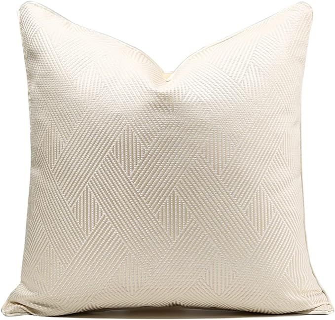 Cream White Geometric Decorative Throw Pillow Covers 18x18，Luxury Modern European Cushion Cover... | Amazon (US)