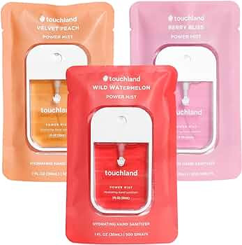 Touchland Power Mist Hydrating Hand Sanitizer Spray, JUICY 3-PACK (Watermelon, Peach, Berry), 500... | Amazon (US)