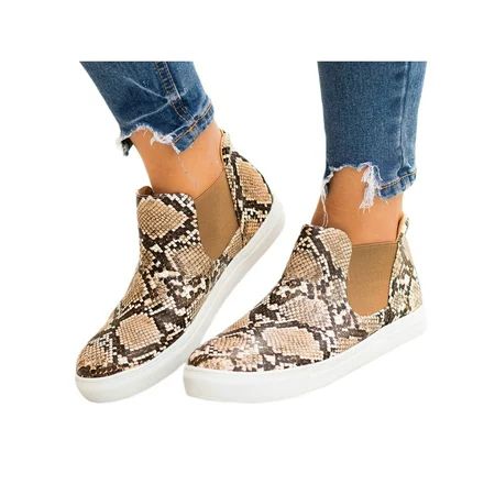 Women's Round Toe Leopard Loafers Flats Low Top Slip On Casual Shoes | Walmart (US)