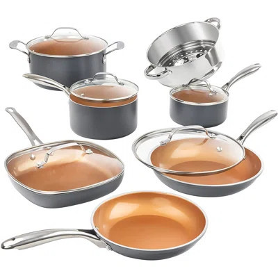 Gotham Steel 12 Piece Aluminum Nontick Cookware Set, Stay Cool Handles, Oven & Dishwasher Safe | Wayfair North America