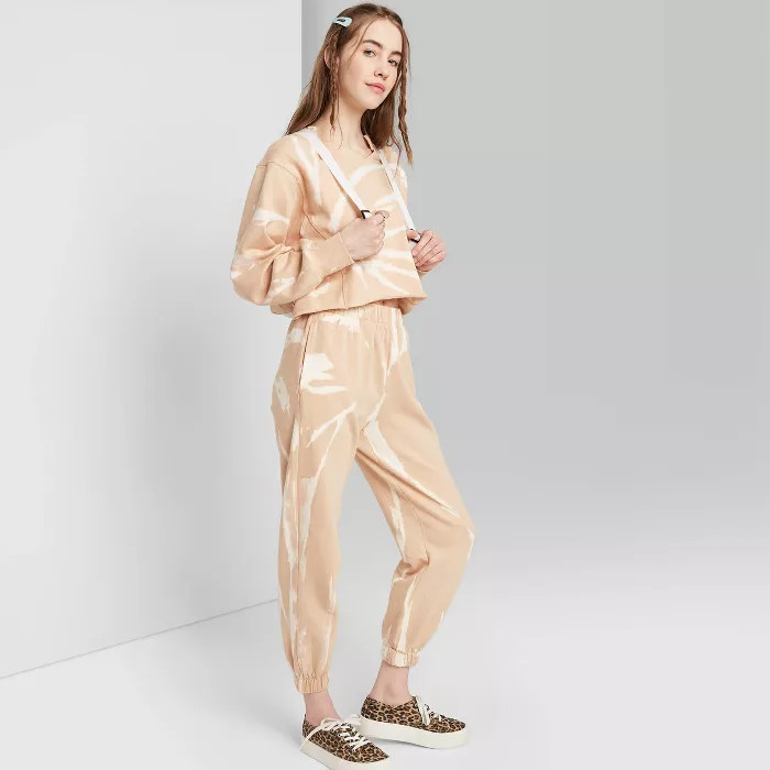 Women's High-Rise Tie-Dye Sweatpants - Wild Fable™ (Regular & Plus) Beige | Target
