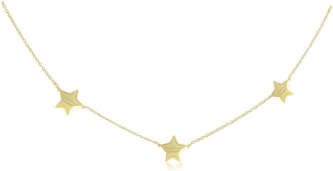 JR Joy and Rachel 14K Gold Plated Sterling Silver Dainty Necklace Three Stars Collar Necklace Len... | Amazon (US)
