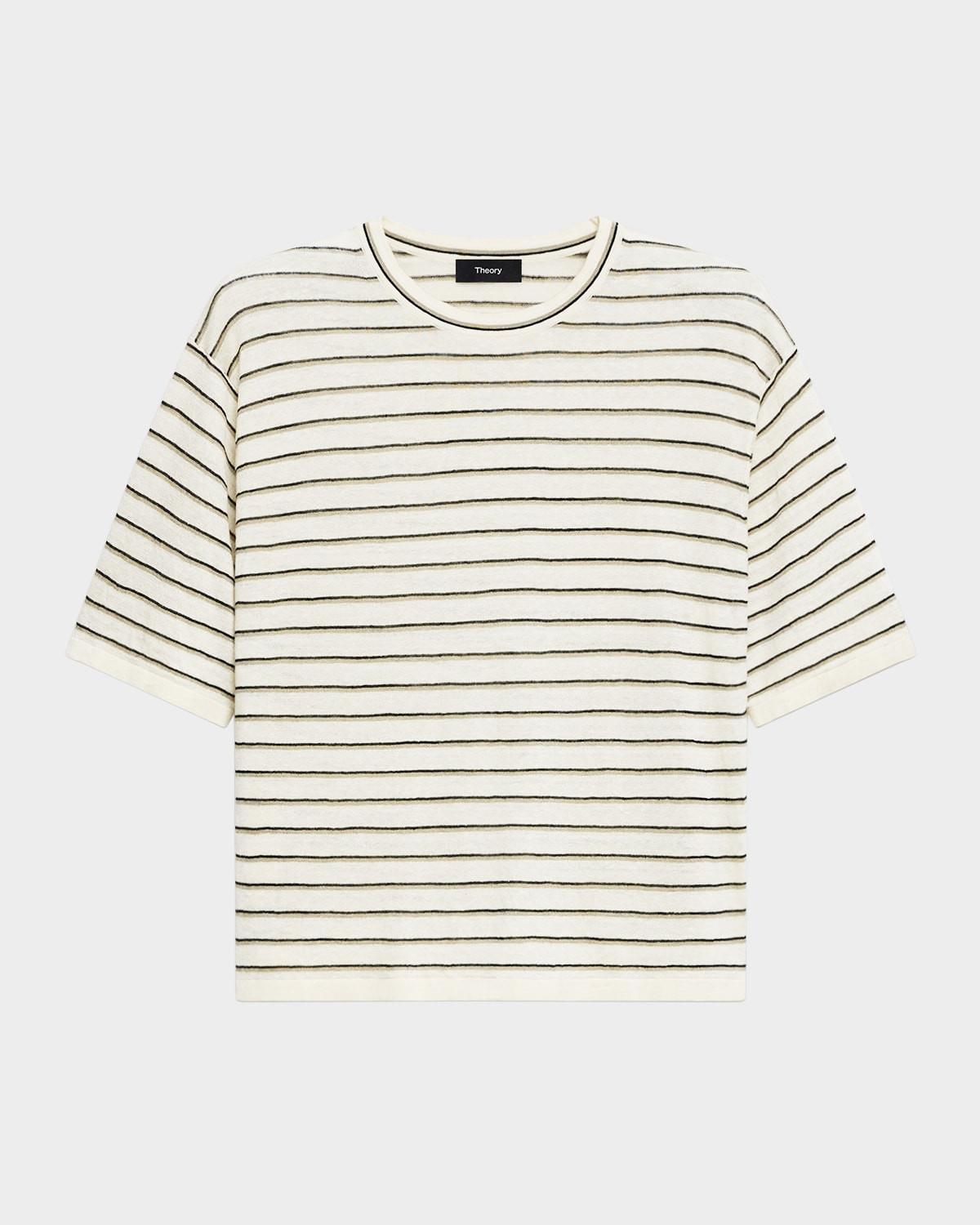 Stripe Knit Short-Sleeve Boyfriend Tee | Neiman Marcus