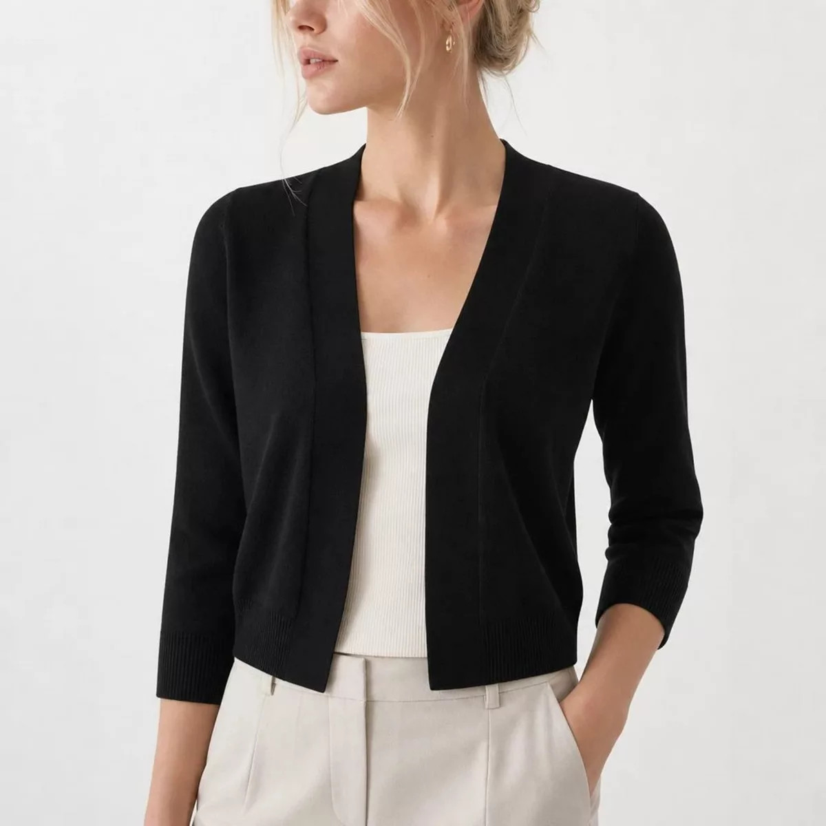 Women's Open Front Cropped Bolero Shrugs Casual Lightweight Knit 3/4 Sleeve Short Cardigan Sweaters | Kohl's