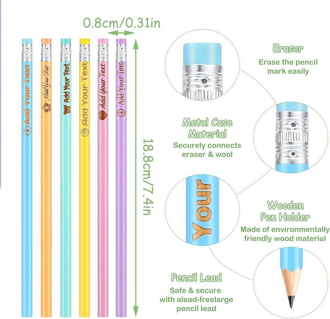 KoelntDIY Personalized Pencils with Name Custom Engraved #2 Triangular Pencil with Text Set of 24... | Amazon (US)