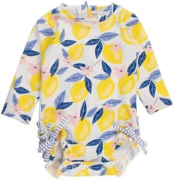 RuffleButts Baby Girls UPF 50+ Sun Protection Novelty Print Long Sleeve One Piece Rash Guard Swim... | Amazon (US)