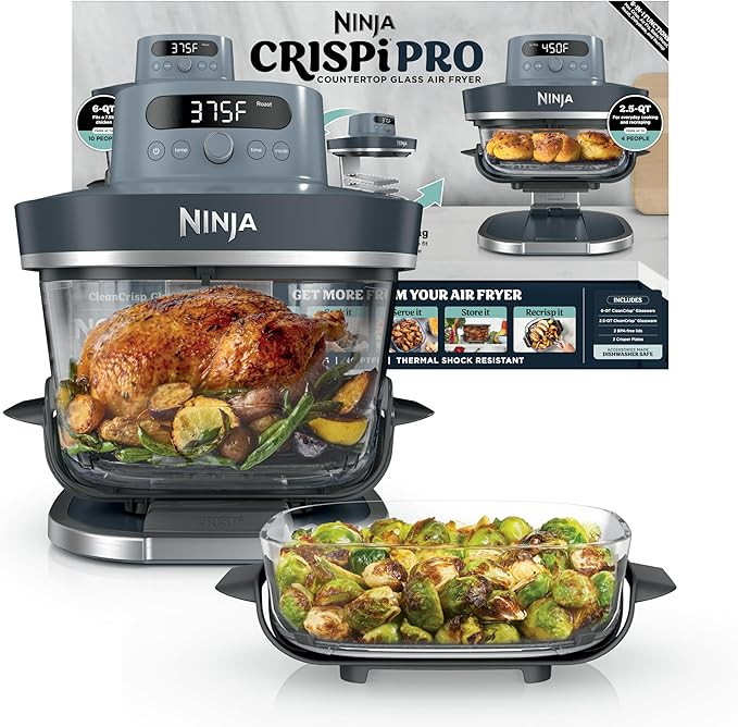 Ninja Crispi Pro 6-in-1 Glass Air Fryer | With Nontoxic, 6qt & 2.5qt Containers & Lids | Microwav... | Amazon (US)
