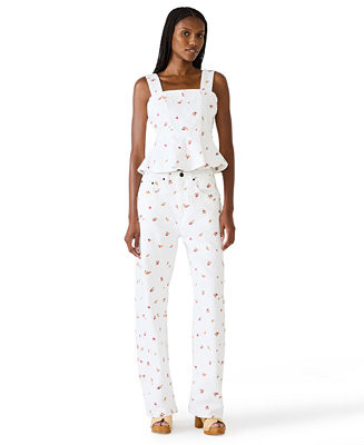 Steve Madden Women's Fiorella Square Neck Top and Sydnee Barrel Jeans - Macy's | Macy's