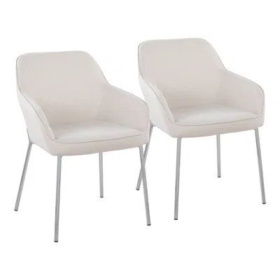 Dining Chair in Chrome Metal and Cream Fabric - 2-Piece Dining Chair Cream | Wayfair North America