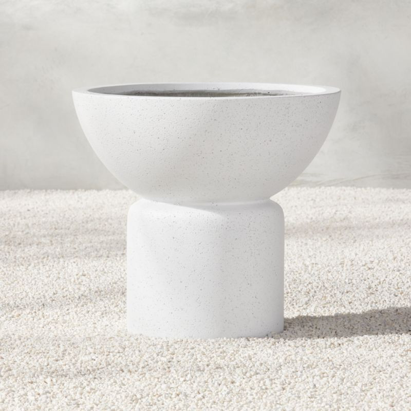 Flatform Modern White Cement Outdoor Planter Wide + Reviews | CB2 | CB2