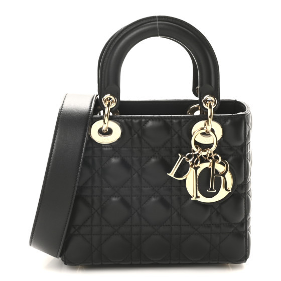 Lambskin Cannage Small My ABCDior Lady Dior Black | FASHIONPHILE (US)