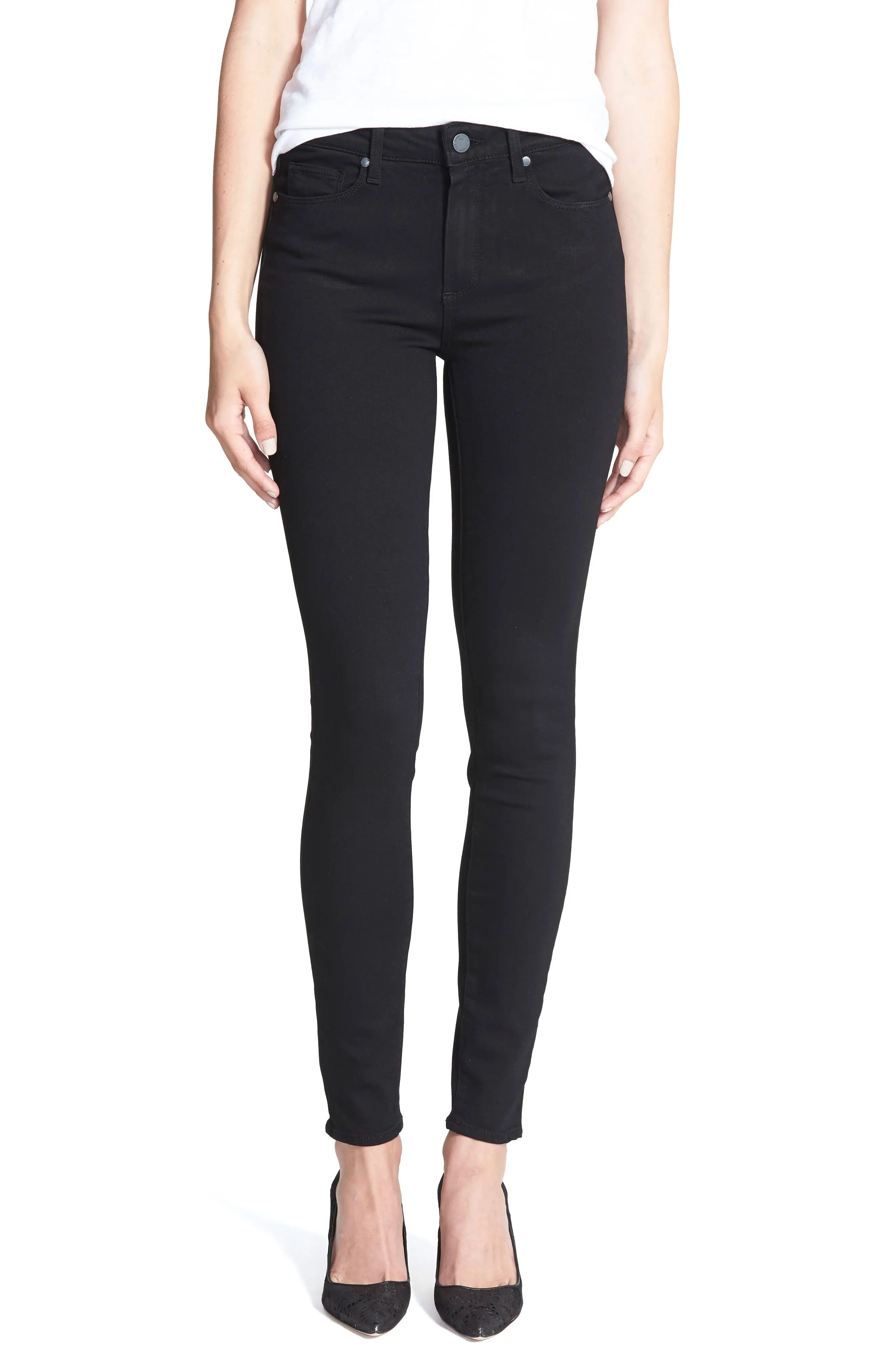 PAIGE Transcend - Hoxton High Waist Ultra Skinny Stretch Jeans (Black Shadow) | Nordstrom