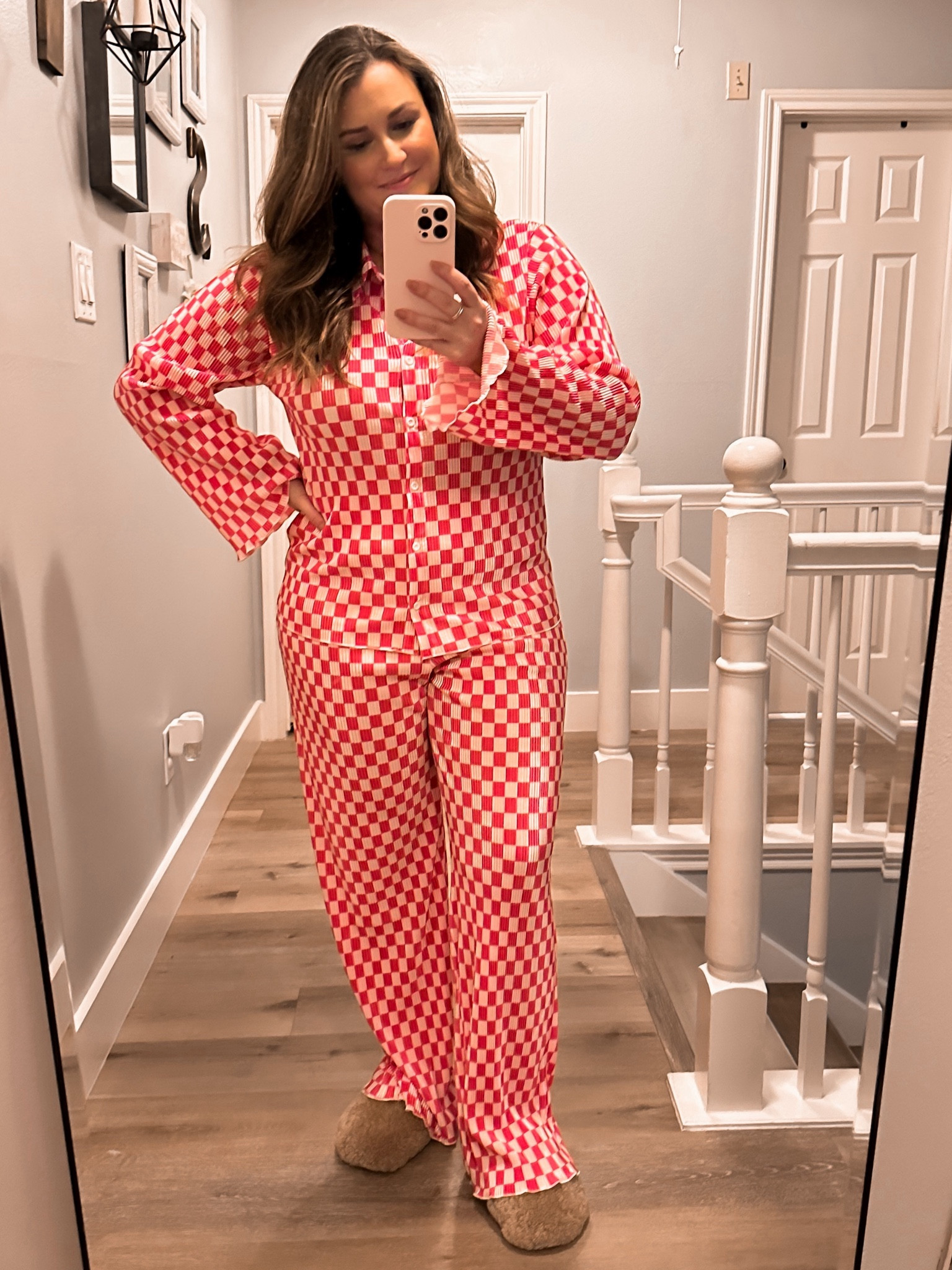Grab this adorable and super comfortable plisse button down lounge set from Pink Lily! Fits TTS! #valentinesday #loungewear

#LTKmidsize #LTKfindsunder100