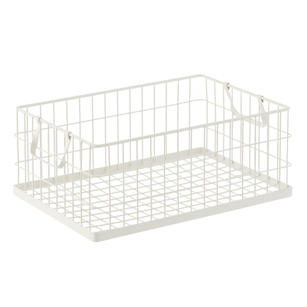 Large Stacking Wire Basket White | The Container Store