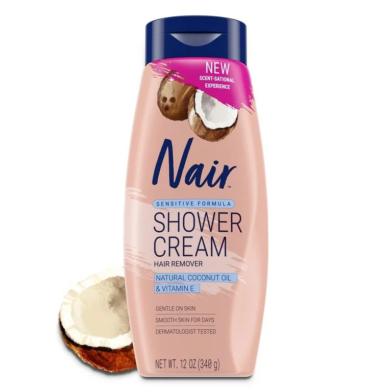 Nair Sensitive Shower Cream Hair Remover, Coconut Oil & Vitamin E, Body Hair Removal Cream for Wo... | Walmart (US)