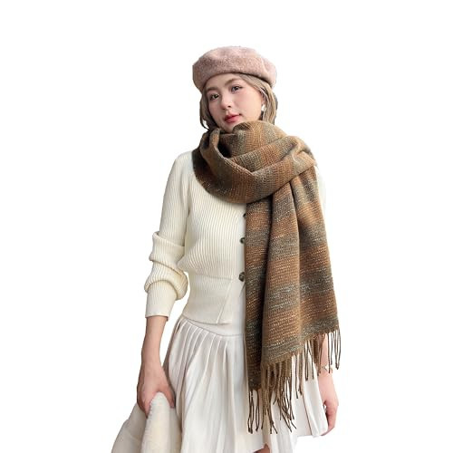 iCuviy Winter Woven Soft Women's Scarf Christmas Fashion Scarf for Women Thanksgiving Gift Brown | Amazon (US)