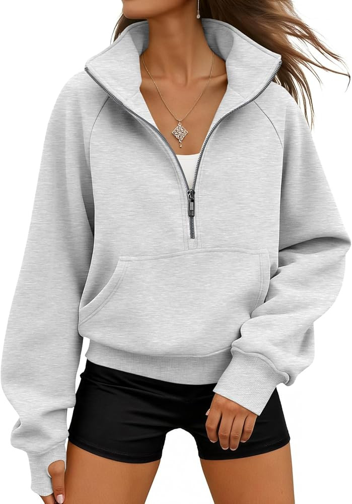 WYNNQUE Womens Sweatshirts Hoodies 2025 Fall Fashion Clothes Half Zip Pullover Cropped Fleece Swe... | Amazon (US)