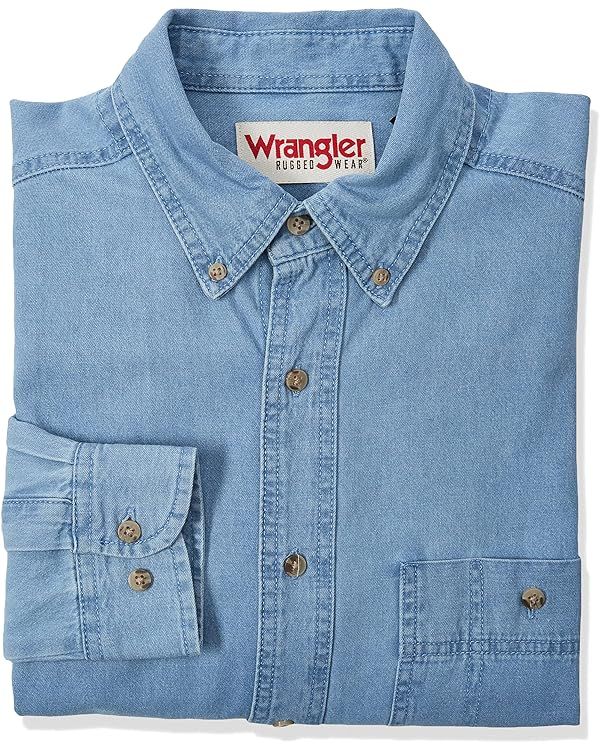 Wrangler Mens Denim Button Down Shirt | Amazon (US)