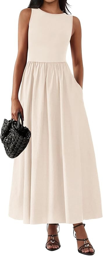 KIRUNDO Summer Dresses for Women 2025 Sleeveless Midi Maxi Dress Tank Patchwork Knit A Line Semi ... | Amazon (US)