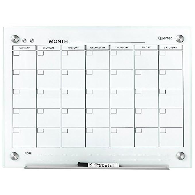 Quartet Glass Dry Erase Board, Calendar Whiteboard / White Board, Magnetic, 24" x 18", White Surface | Amazon (US)