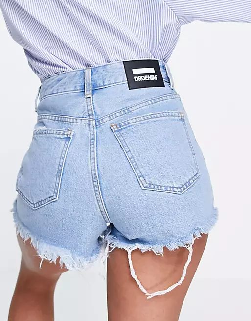 Dr Denim Skye denim shorts with distressing in light blue | ASOS (Global)