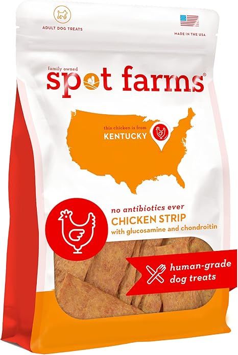 Spot Farms All Natural Human Grade Dog Treats, Chicken Strips with Glucosamine and Chondroitin, 1... | Amazon (US)