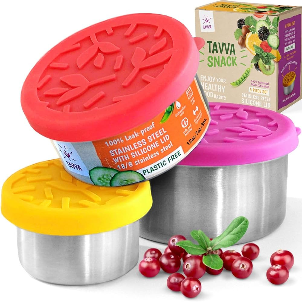 Stainless Steel Snack Containers for Kids [12oz/ 7oz/ 3oz] - Leakproof with Silicone Lids - Lunch... | Amazon (US)