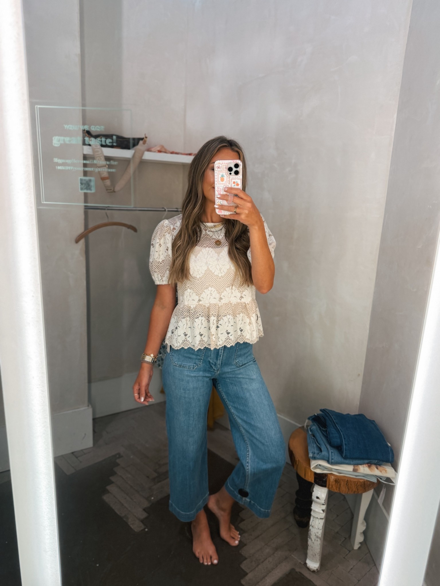 I just love the detail in this top so much and it pairs perfectly with these cropped Colette jeans from Anthropology!